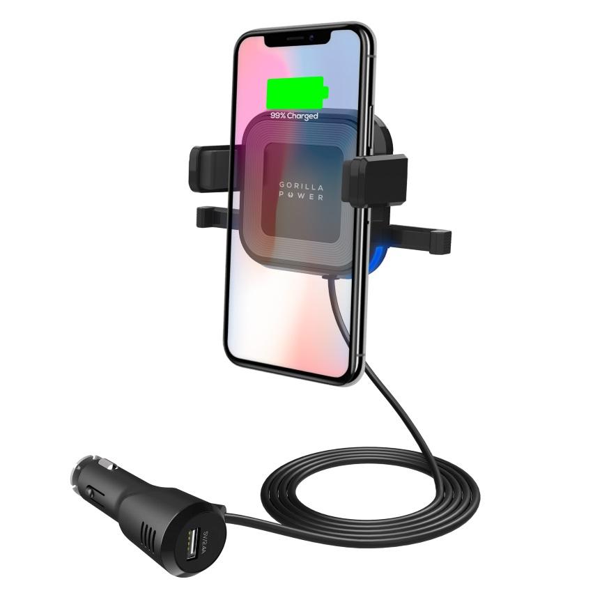 mbeatÂ® Gorilla Power 10W Wireless Car Charger with 2.4A USB Charging,