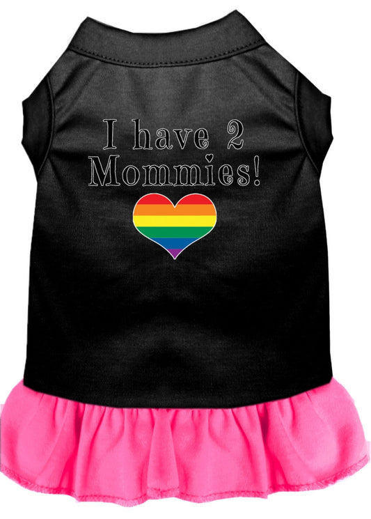 Mirage Pet 58-75 BKBPKSM I Have 2 Mommies Screen Print Dog Dress,