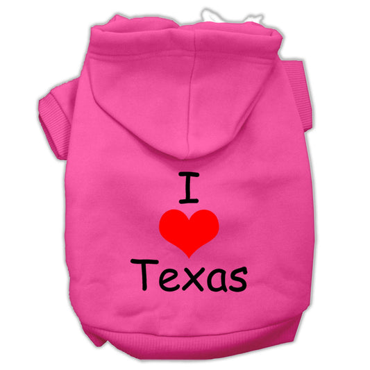 Mirage Pet 62-38 XSBPK I Love Texas Screen Print Pet Hoodies, Brig