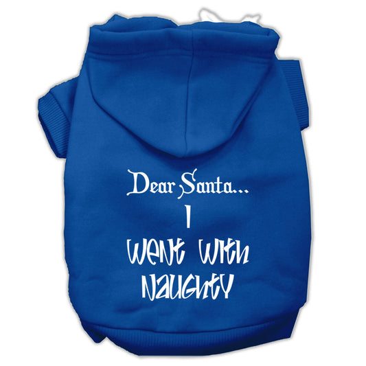 Dear Santa I Went with Naughty Screen Print Pet Hoodies, Blue - 3X