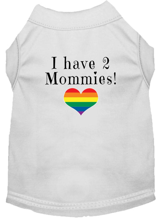 Mirage Pet 51-210 WTSM I have 2 Mommies Screen Print Dog Shirt, Wh