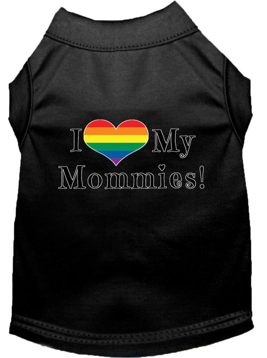 Mirage Pet 51-211 BKMD I Heart My Mommies Screen Print Dog Shirt,