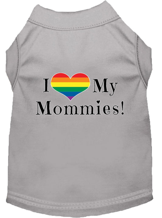 Mirage Pet 51-211 GYXS I Heart My Mommies Screen Print Dog Shirt,
