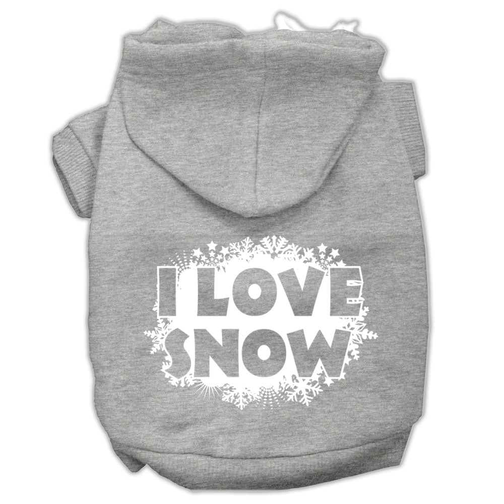 Mirage Pet 62-25-09 MDGY I Love Snow Screenprint Pet Hoodie, Grey