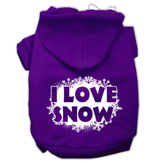 Mirage Pet 62-25-09 XSPR I Love Snow Screenprint Pet Hoodie, Purpl
