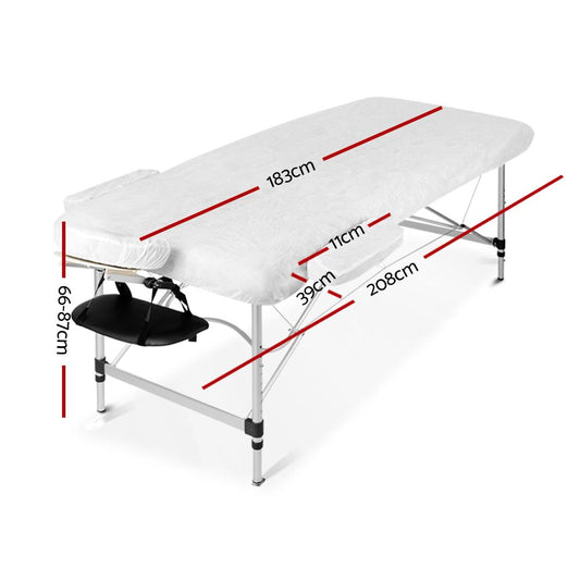 Zenses Massage Table 60cm Portable 3 Fold Aluminium Beauty Bed Black