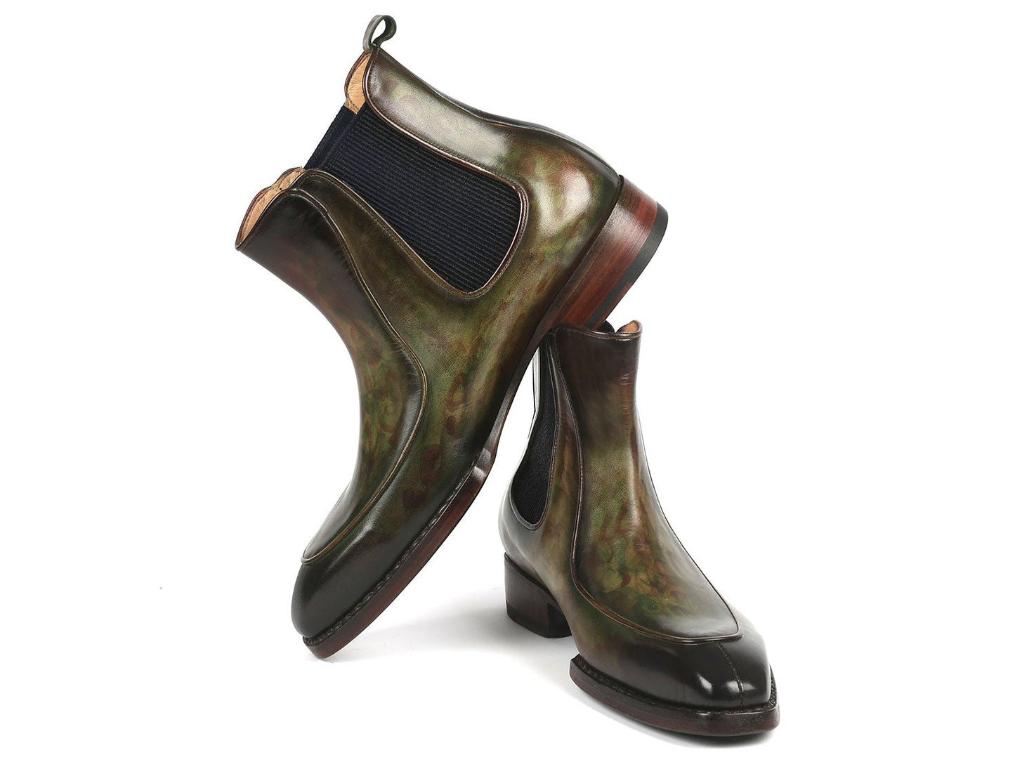 Paul Parkman Men's Green Handpainted Chelsea Boots Goodyear Welted