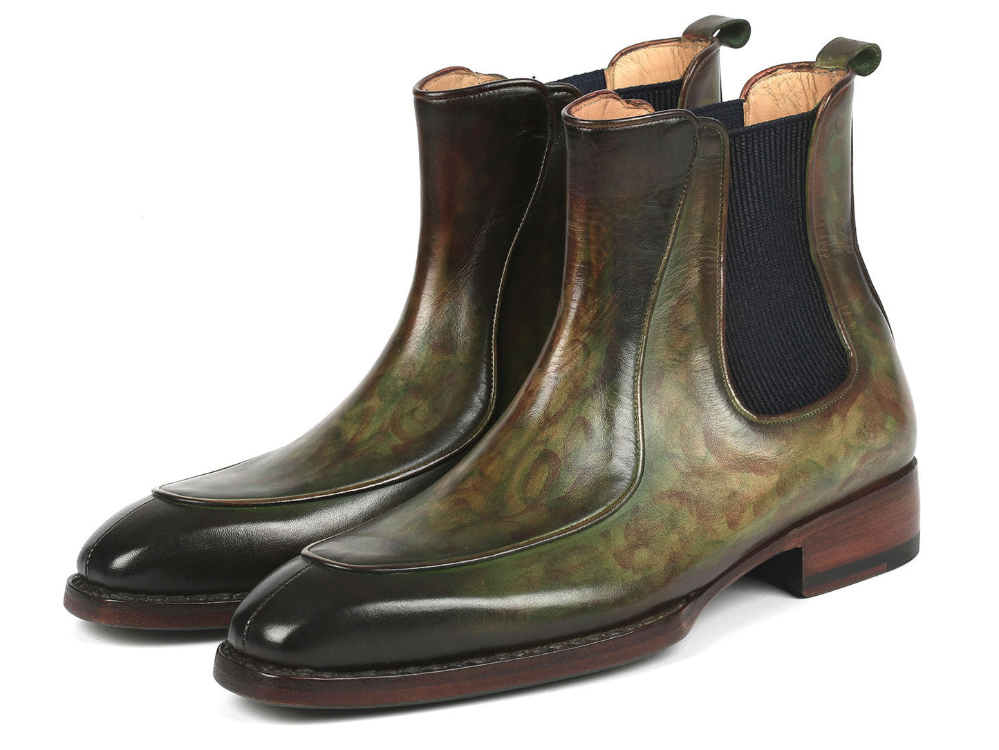 Paul Parkman Men's Green Handpainted Chelsea Boots Goodyear Welted