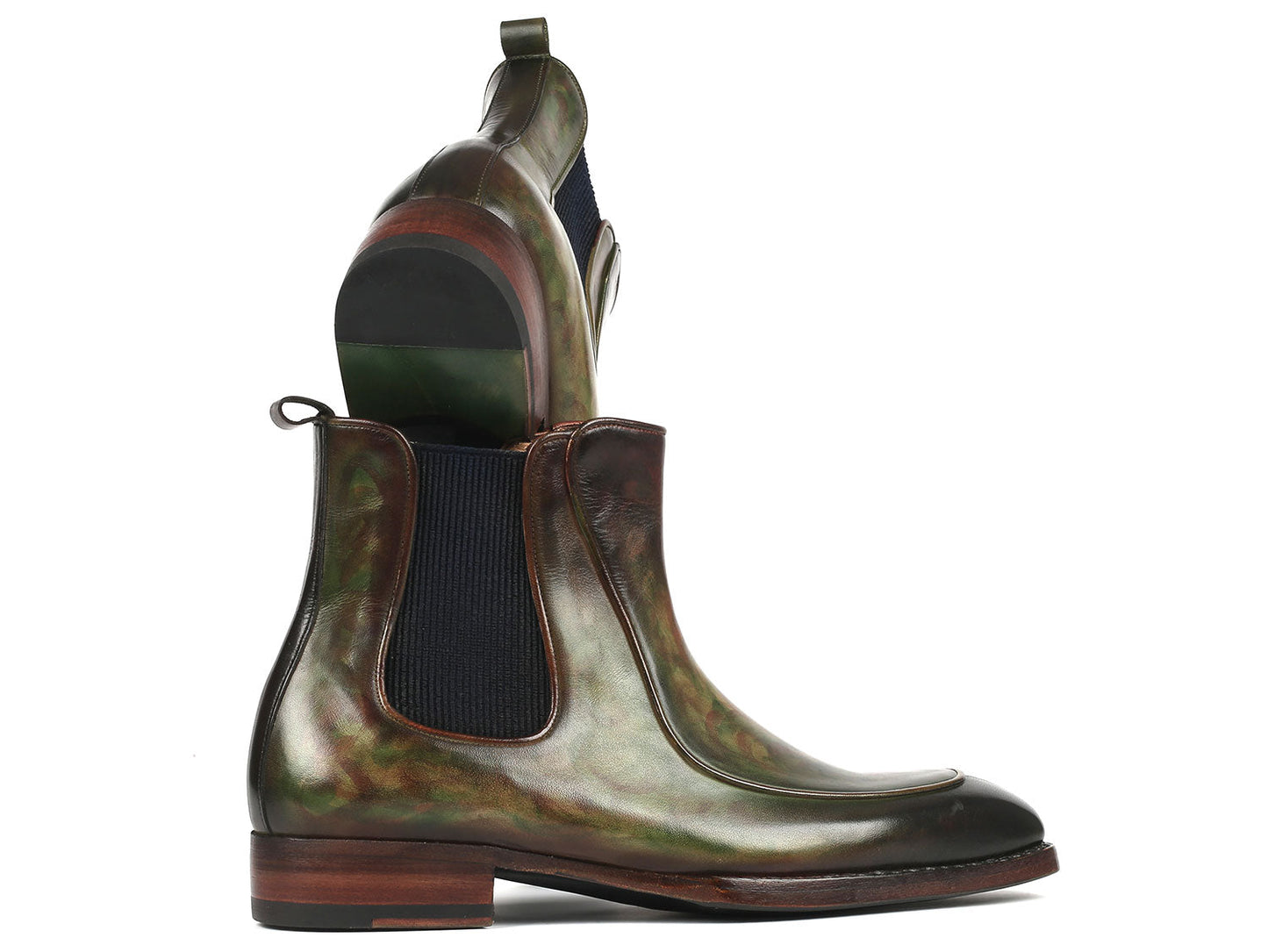 Paul Parkman Men's Green Handpainted Chelsea Boots Goodyear Welted