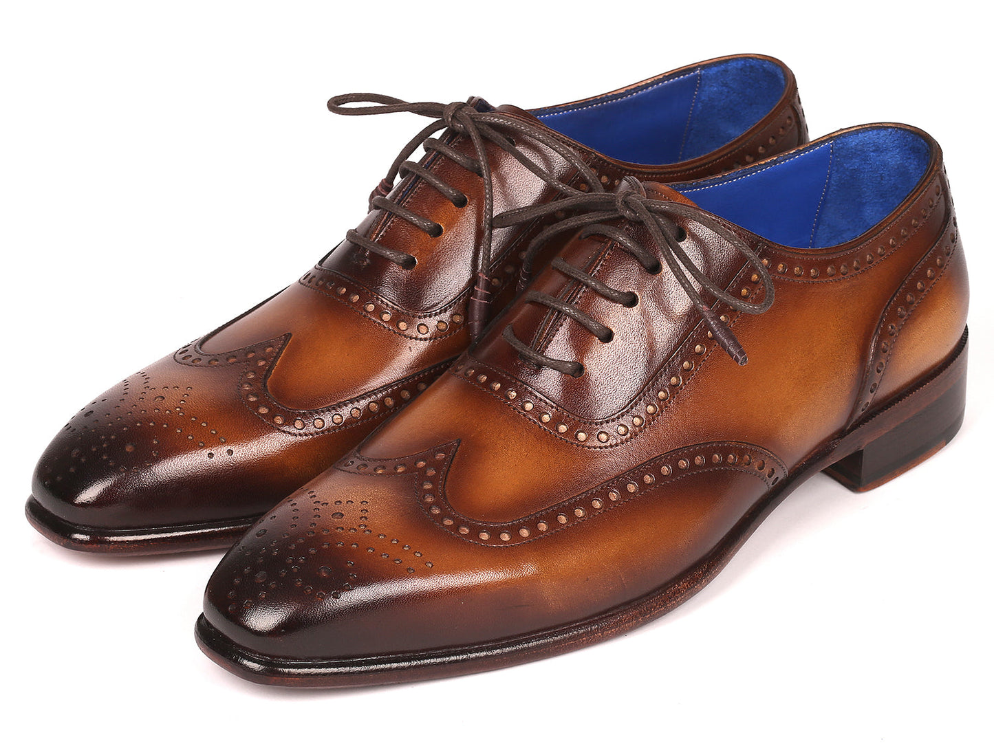 Paul Parkman Men's Handmade Wingtip Oxfords Brown (ID#711W03)
