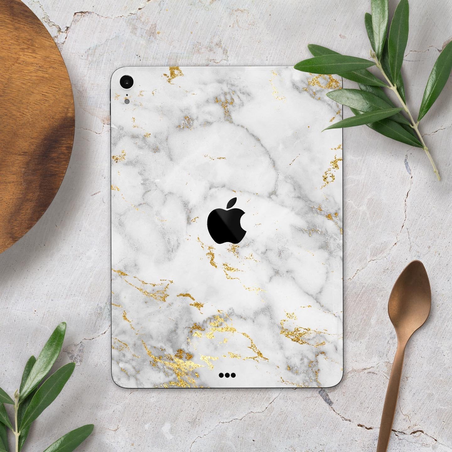 Marble & Digital Gold Foil V3 - Full Body Skin Decal for the Apple