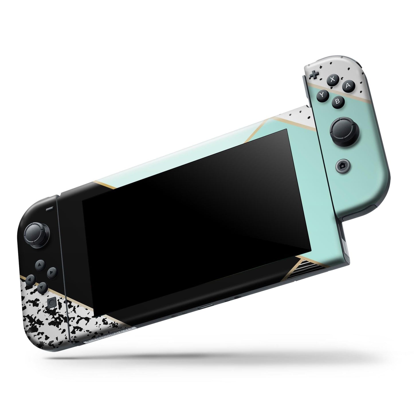 Minimalistic Mint and Gold Striped V1 - Vinyl Skin Wrap for Nintendo