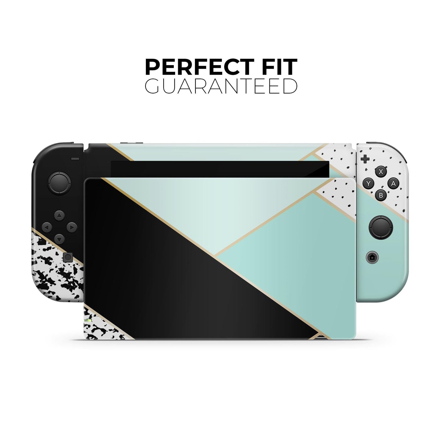 Minimalistic Mint and Gold Striped V1 - Vinyl Skin Wrap for Nintendo