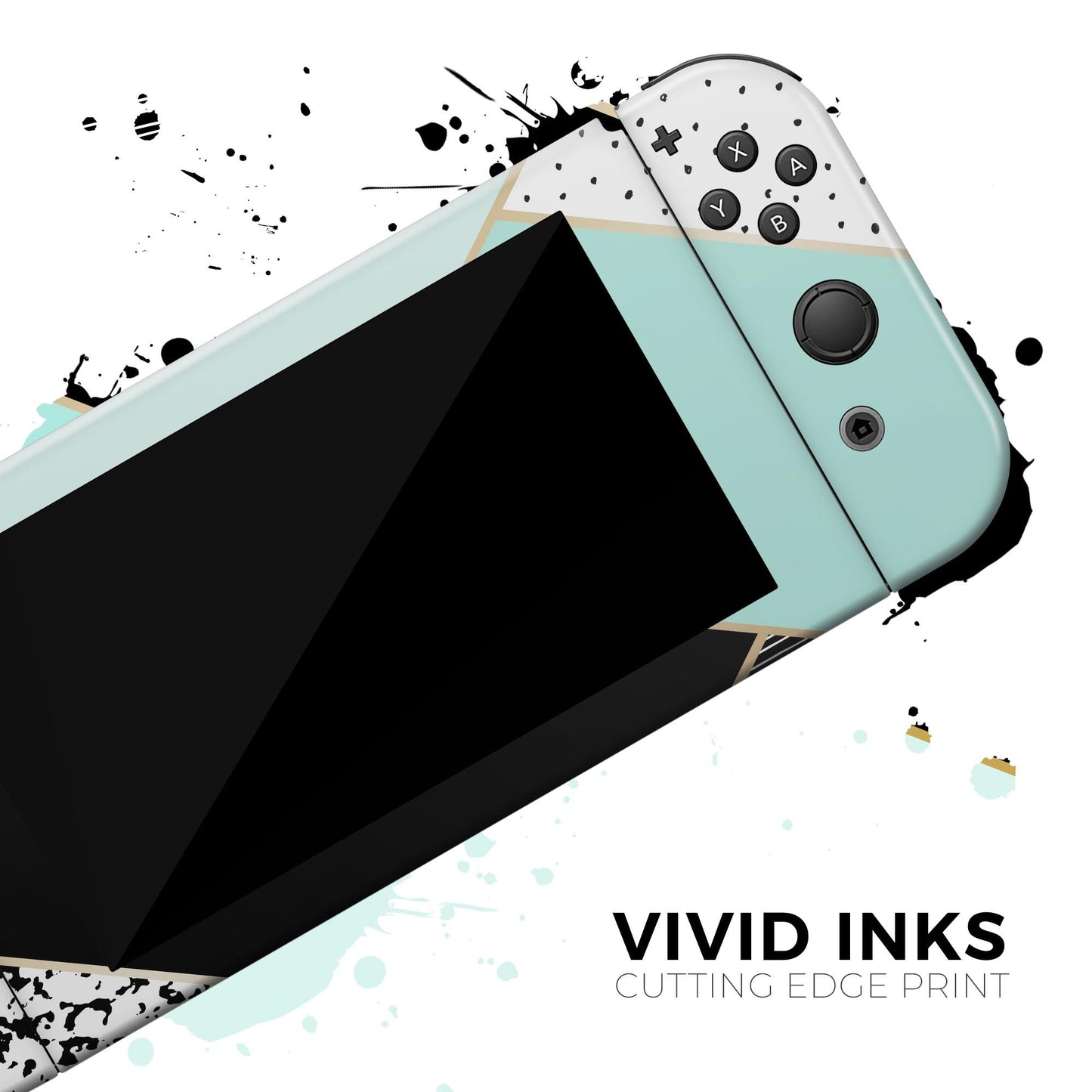 Minimalistic Mint and Gold Striped V1 - Vinyl Skin Wrap for Nintendo