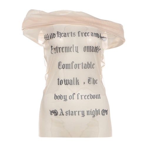 Spring Summer Women Clothing Sexy Mesh See through Letters Floral