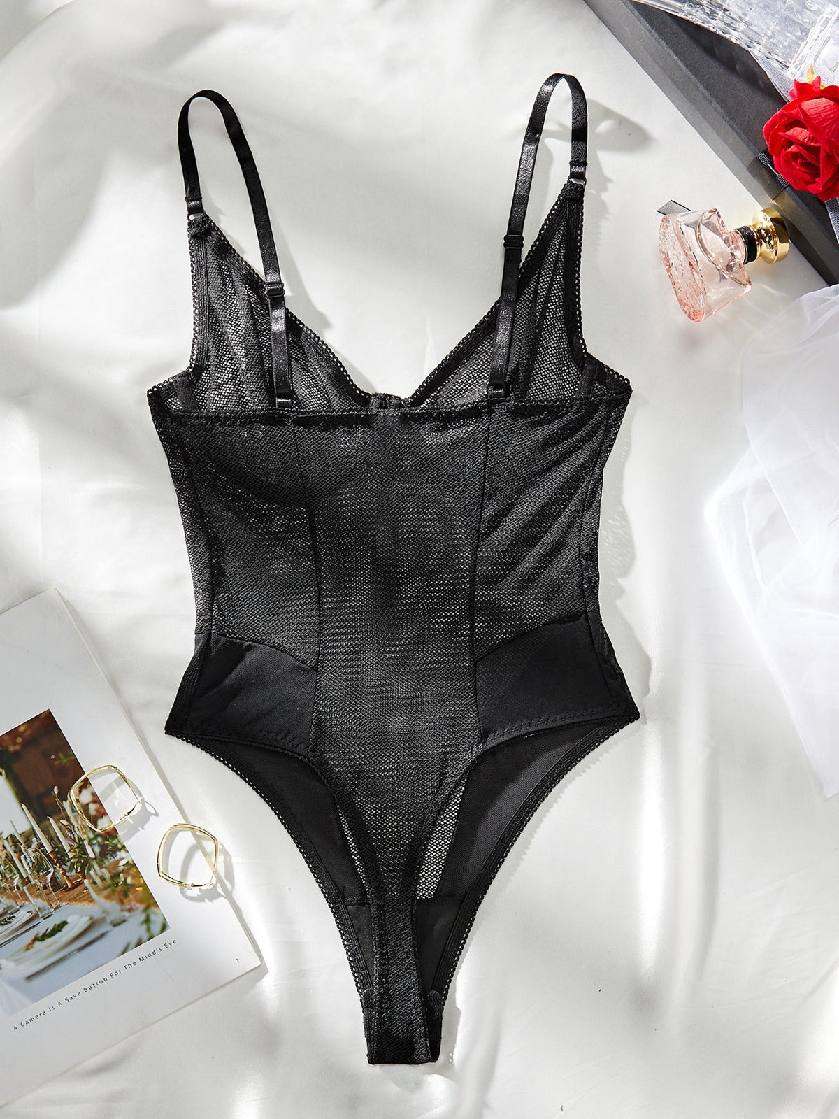 Underwear Hole Mesh Cloth Splicing Mesh Can Be Open Sexy Sleeveless