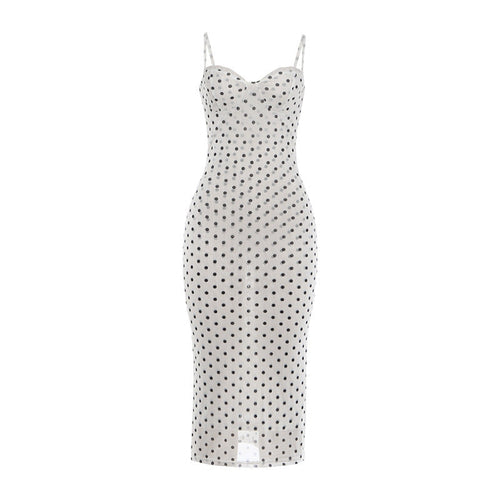 Spring Women Polka Dot Print Elegant Lace Sexy Cami Dress .Ships from