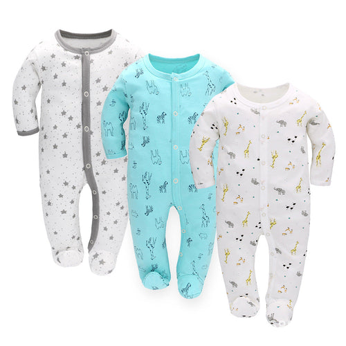 MiniSnug™ – Long Sleeve Baby Romper with Animal Print