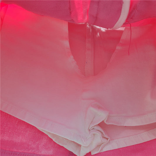 Retro Sexy Pink Three Dimensional Pocket Strap Anti Exposure A Line