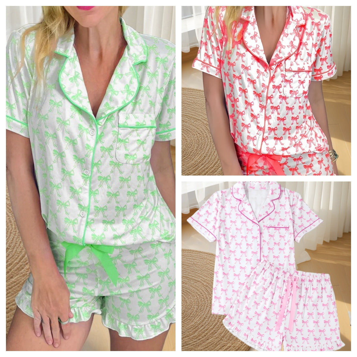 Women's Fashion Personalized Bow Lingerie Pajamas Suit
