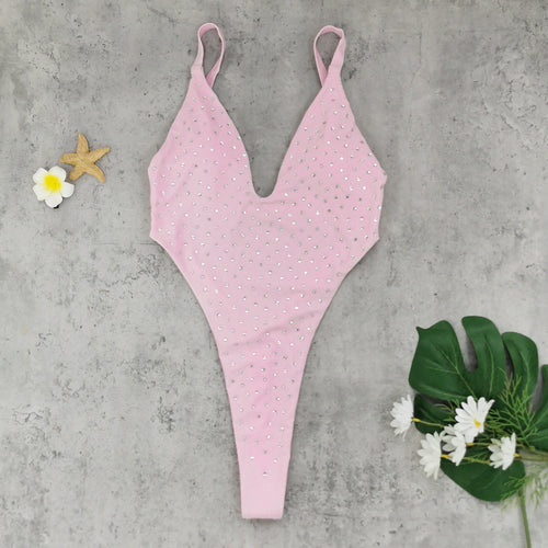 Sexy Backless One Piece T Shaped High Slit Triangle One Piece Swimsuit