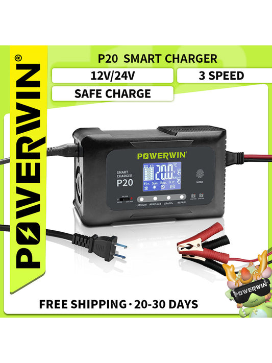Powerwin P20 12V/24V 20A Automatic Battery Charger for Car