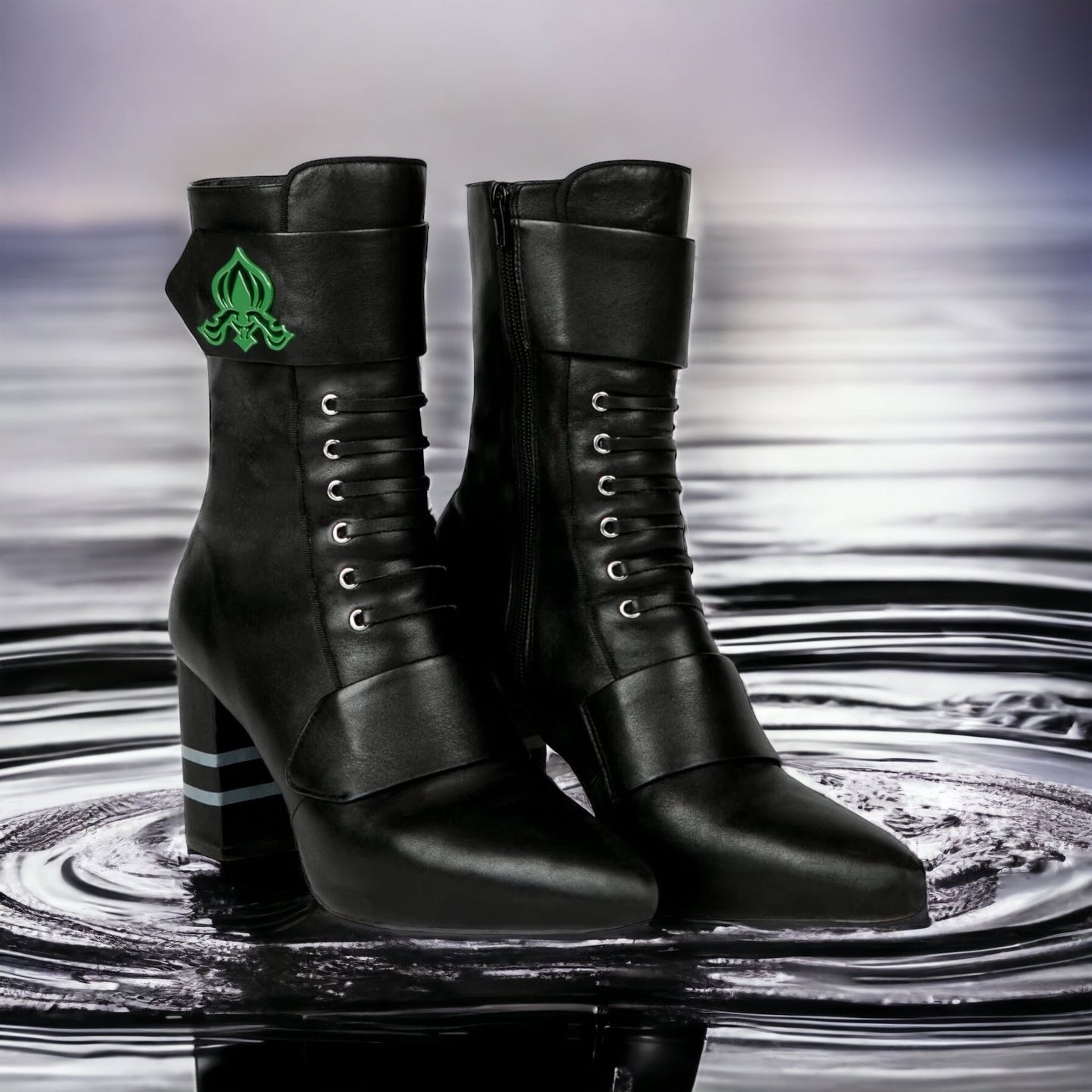 Michaela V Marta Black Leather Knee-High Boots