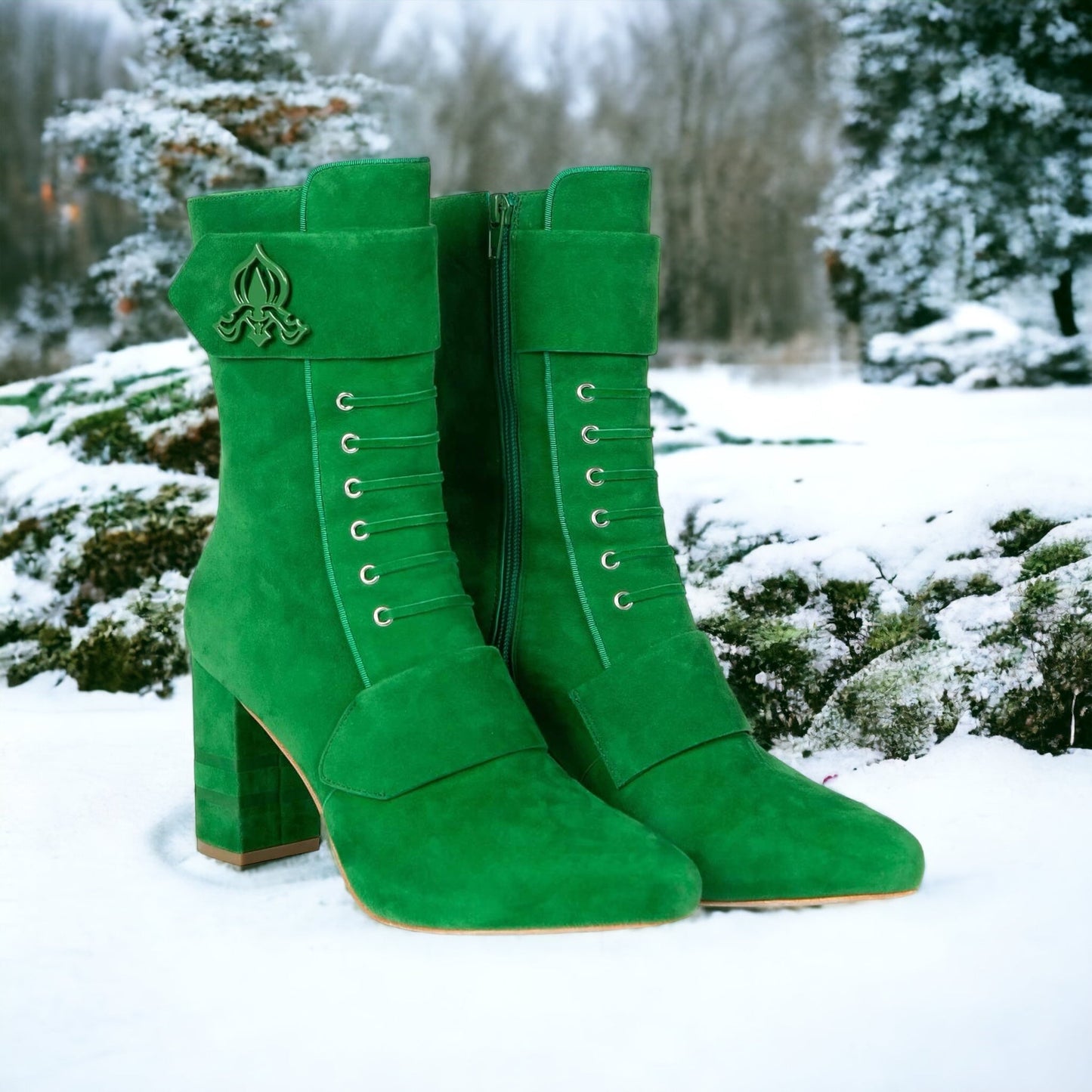 Michaela V Marta Green Suede Knee-High Boots