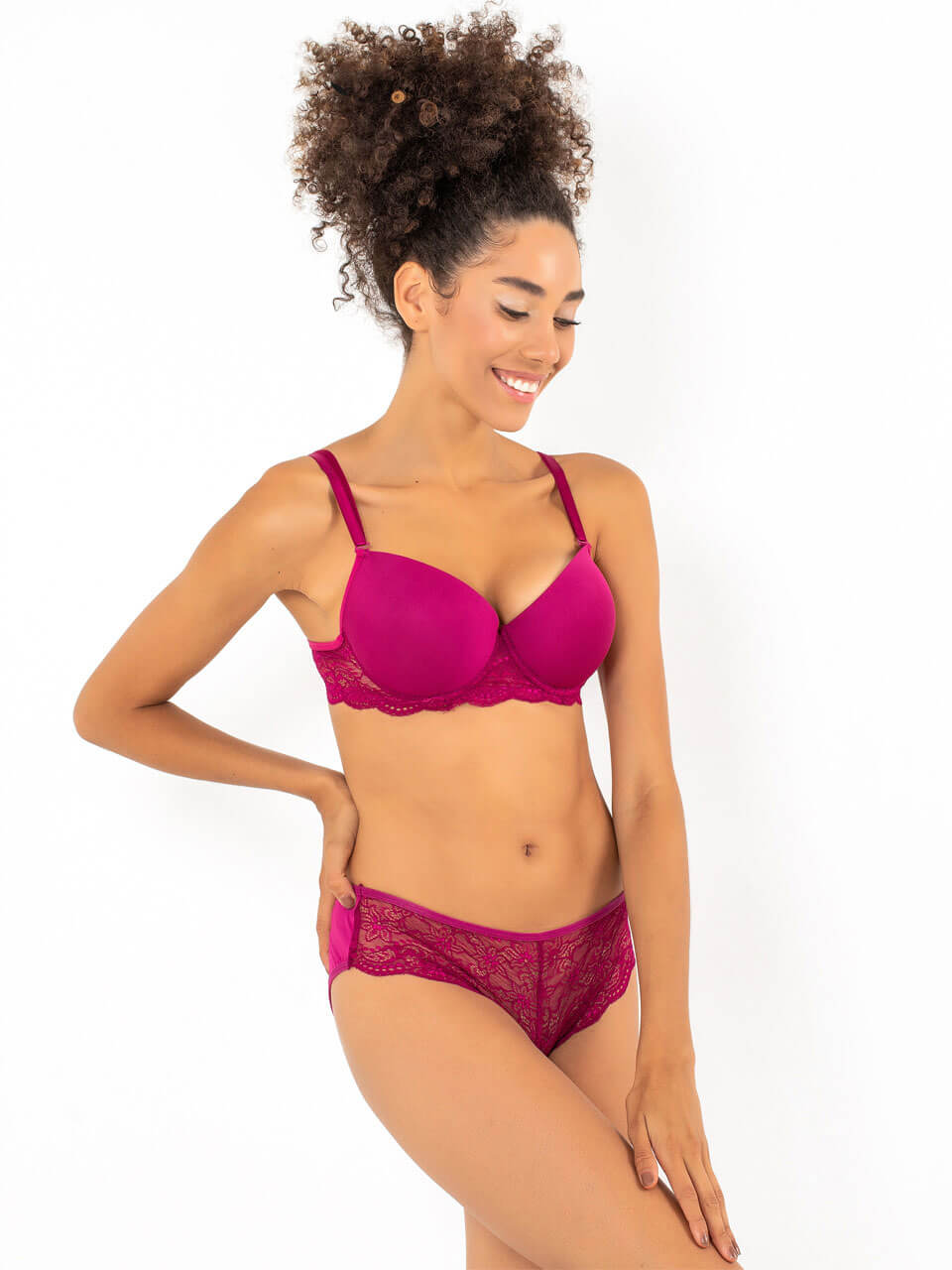 Pink Lace Bra And Panty Set