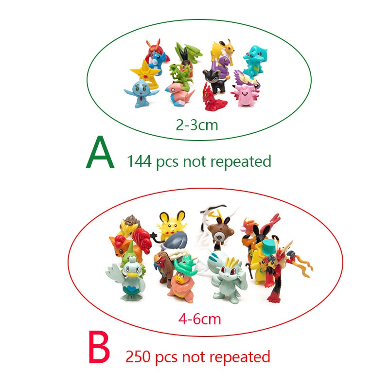 Pokemon Mini Figures 144 2-3cm/250 4-6cm Anime Model Different Styles