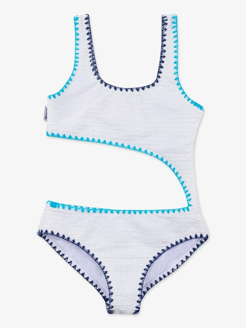 Embroidered Trim Cutout One Piece Swimsuit