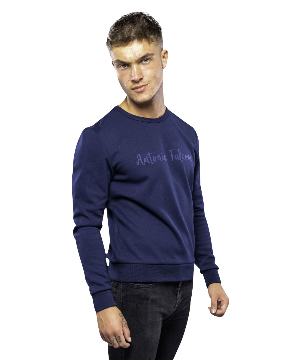 DIEGO DOUBLE FACE LONG SLEEVE CREW NECK T SHIRT NAVY