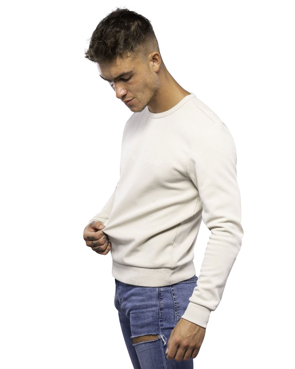 DIEGO DOUBLE FACE LONG SLEEVE CREW NECK T SHIRT STONE