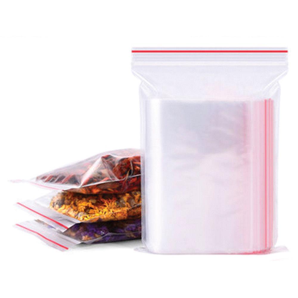 Resealable Food Grade Plastic Bags - Zip Close Clear Snap Clip Seal