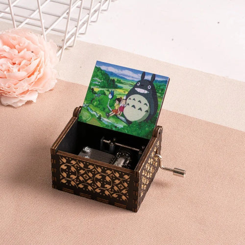 Wooden painted music box, Totoro music gift, ornament, light luxury