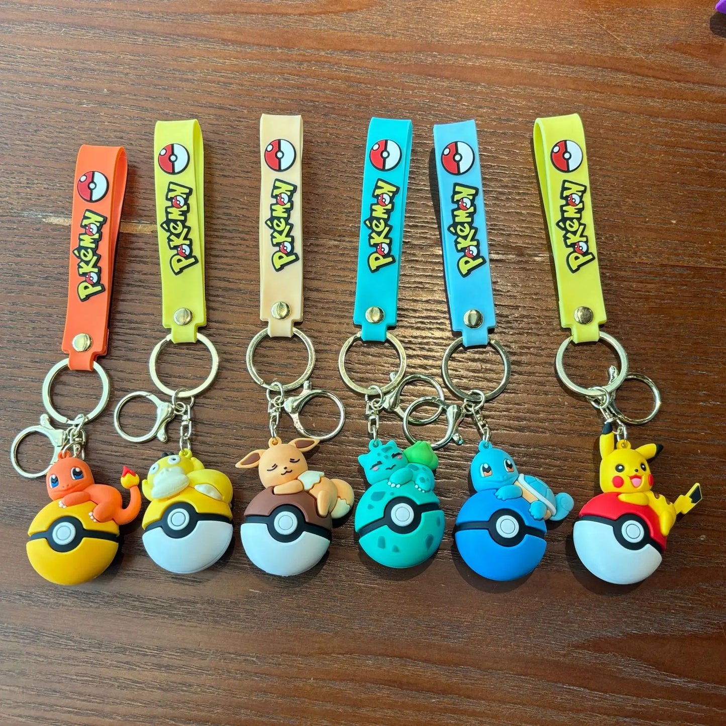 Pokémon Poké Ball Keychain Set, Pikachu Eevee Charmander figure