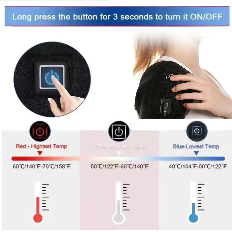 Electric Heating Heated Shoulder Brace Wrap Shoulder Massage Support