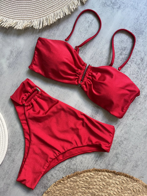 Bandeau Bikini Push Up Women Swimsuits 2024 Sexy Female Swimwear