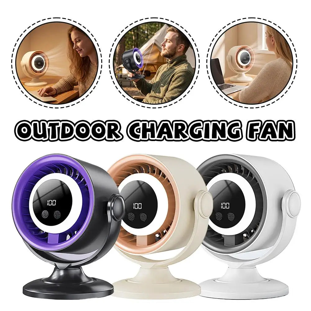 Turbo Desk Fan With Digital Display 100 Speed Rechargeable Air