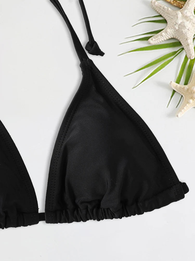 2Pc/Set 2024 Fashion Sexy Swimsuit Women Bikinis Set Triangle Swimwear