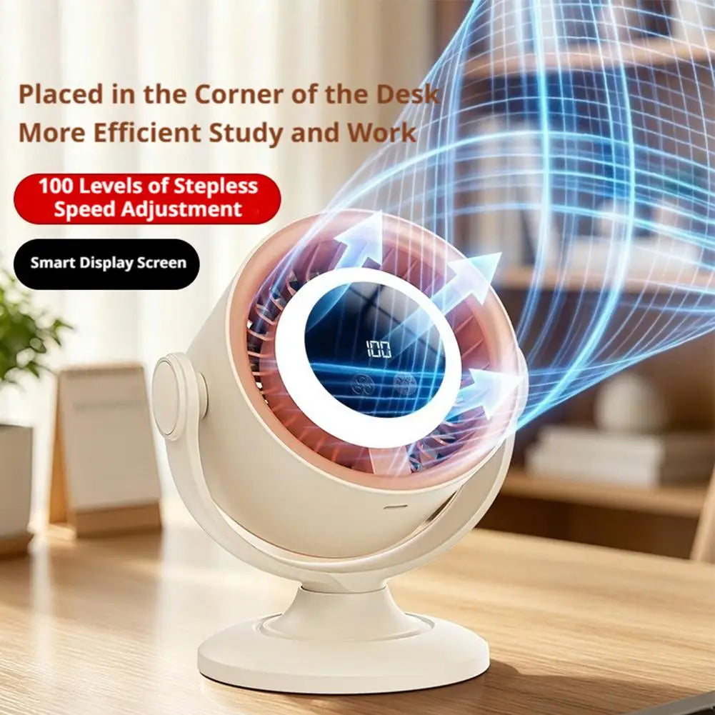 Turbo Desk Fan With Digital Display 100 Speed Rechargeable Air