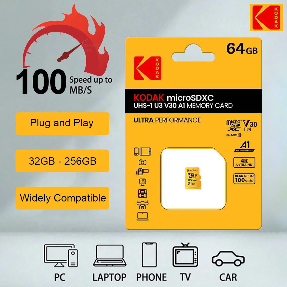 Original KODAK MicroSD Card 64GB 32GB Memori Memory Card C10 TF Micro