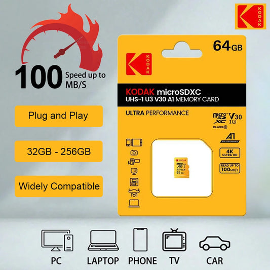 Original KODAK MicroSD Card 64GB 32GB Memori Memory Card C10 TF Micro