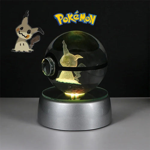 Pokemon 3D Crystal Ball Figure Toys Pokeball Gengar Gyarados Mimikyu