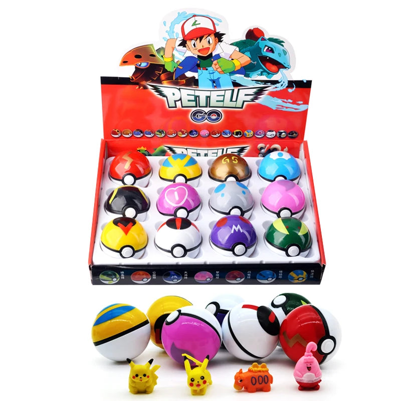 12 Pcs/Set Pokemon Pikachu Pokeball Action Figure Pokemon Game Poke