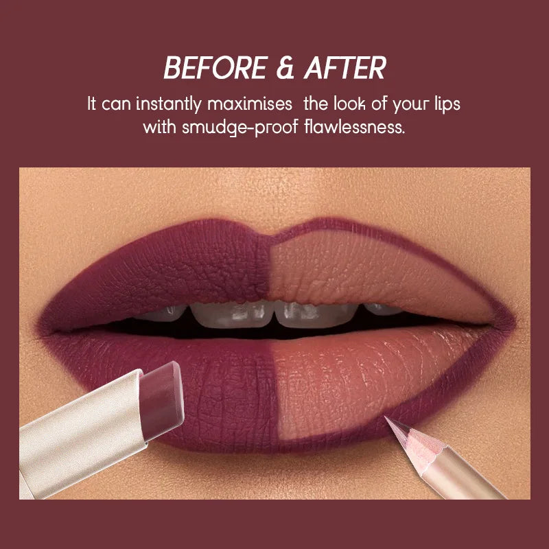 USHAS 12 Color Lip Liner + LIPSTICK Set Easy Coloring Matte Lipstick