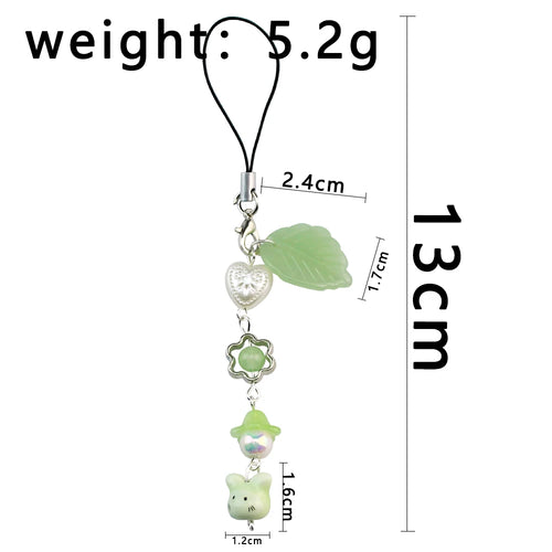 Handmade Four Leaf Clover Beaded Phone Charm Y2K Cute Cat Totoro