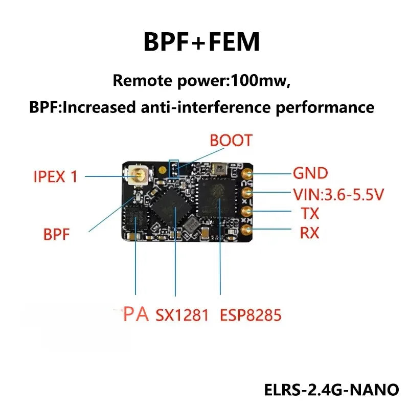 ELRS 2.4GHz NANO Receiver ExpressLRS BETAFPV 2400 RX W T Type Antenna