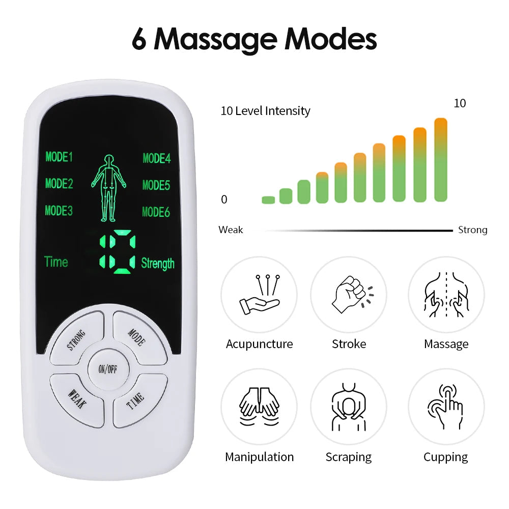 Tens Muscle Stimulator 6 Mode Electric EMS Acupuncture Body Massage
