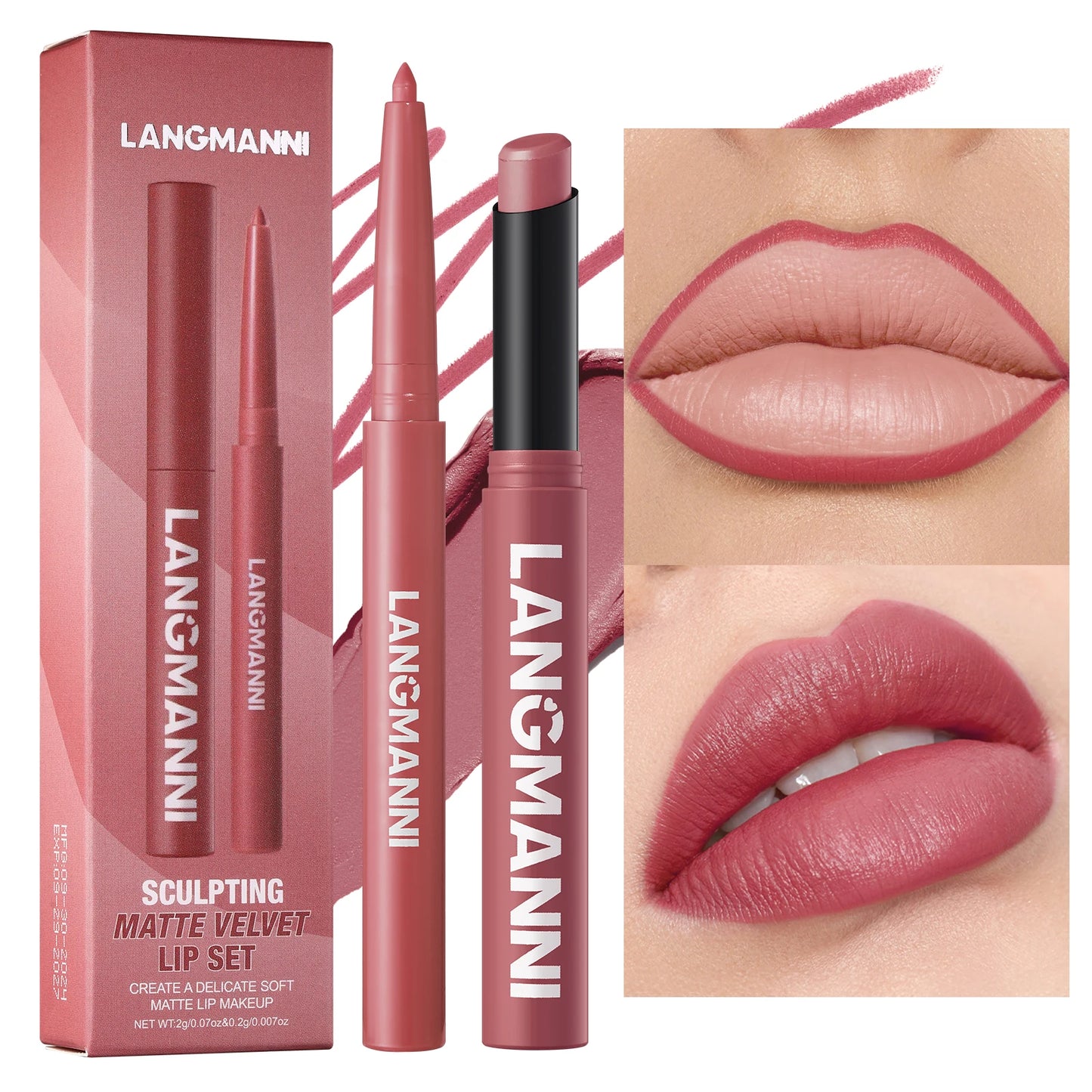 Integrated waterproof lipliner+lipstick lipstick lipstick set,no